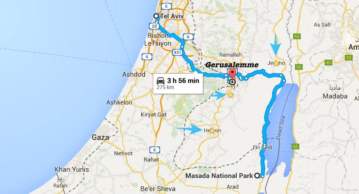 itinerario israele palestina mappa